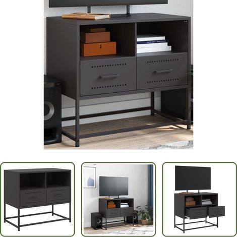Stahl - TV-Schrank Schwarz 68x39x60,5 cm Stahl (1/5)
