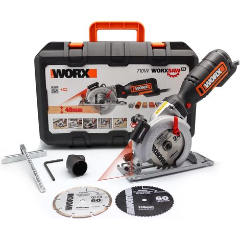 Mini scie circulaire 710W - WX427 - ⌀120mm (Livrée avec 3 disques: bois, métaux non ferreux et matériaux de construction) (1/5)