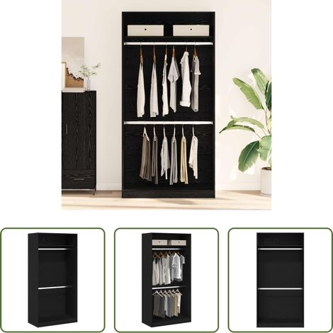 Schrank - Kleiderschrank mit Regal Schwarz Eichen-Optik 100 x 50 x 200 cm (1/5)