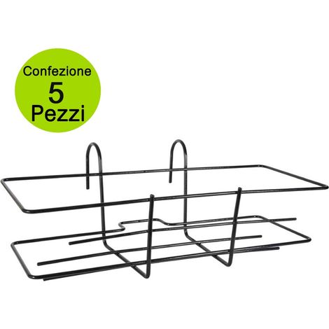 Multipack 5 pezzi fioriera da balcone portapiante da balcone balconiera city 80 fissa