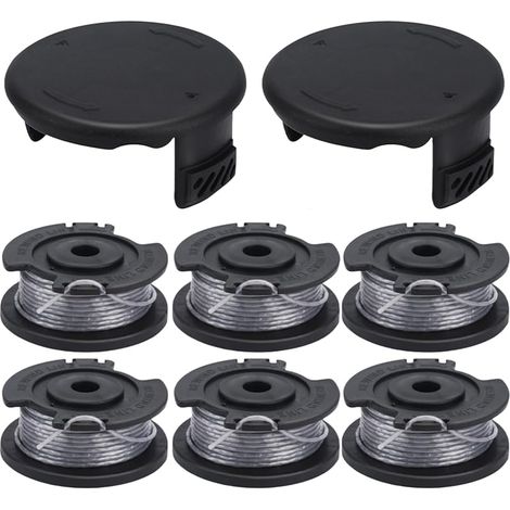 Lot de 6 bobines de fil F016800569/F016800385 pour coupe-bordure sans fil Bosch EasyGrassCut 23/26/18/18-230/18-260/18-26, longueur 4 m Ø 1,6 mm et couvercle de bobine F016F05320 Bobines + 2 (1/5)