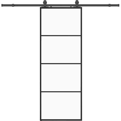 Maison Exclusive - Schiebetür mit Beschlag Schwarz 76x205 cm ESG-