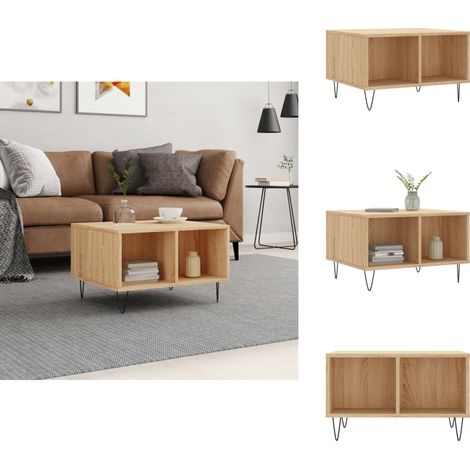 Table basse Chêne sonoma 60x50x36,5 cm Bois d'ingénierie - Table Basse - Meuble Salon - Table D'appoint - Table Design - Table Ronde (1/5)