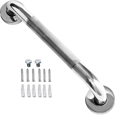 Barre d'appui de douche antidérapante de 12 pouces, barre d'appui de salle de bain en acier inoxydable finition chromée, barre d'équilibre moletée de salle de bain, Support de main courante (1/5)