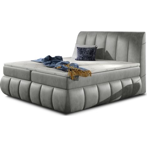 Lit continental velours gris Florencia-160x200 (1/5)