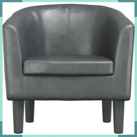 356486 Fauteuil gris similicuir (1/5)