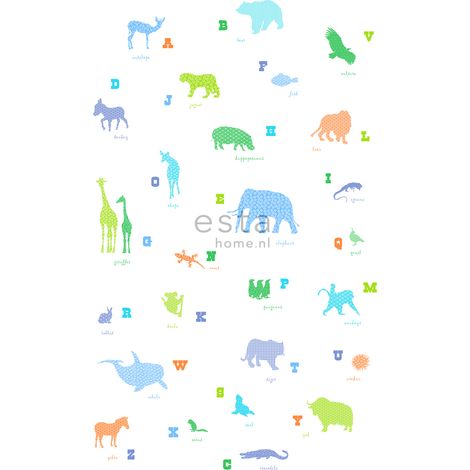 papier peint panoramique animaux multicolore - ESTAhome (1/4)