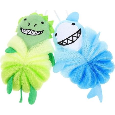 2 Pcs Baby Loofah Sponge Bath Loofahs Bath Scrubbers Photocard Holder Keychain Shower Scrubber for Body Child (1/5)