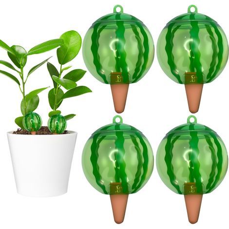 4 Pièces Arroseur Plante intérieur, Céramique, 500 ML, Design Pastèque, Jardinage Maison (1/5)
