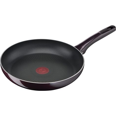 Tefal Padella Resist Intense D52206 28 cm rivestimento antiaderente protezione antifiamma resistente segnale termico forma profonda facile da pulire sicura bordeaux (1/5)