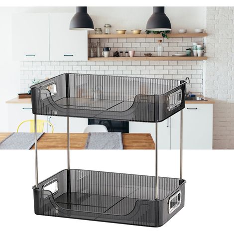 2-stöckiger Schreibtisch-Organizer, modernes Aufbewahrungsregal mit viel Stauraum für Büro und Schlafzimmer, Grau (1/5)