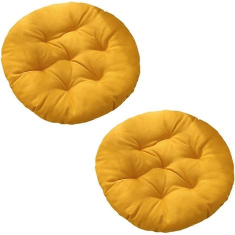 Coussin de chaise rond épais, galette de chaise pour jardin ou salon, lavable à la main, jaune (1/5)