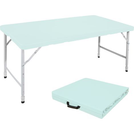 AMXCNOY Table pliante portable robuste de 125 cm avec poignée, hauteur réglable, multifonctionnelle, idéale pour le camping, les pique-niques et les fêtes en intérieur/extérieur, capacité de charge 13 (1/5)