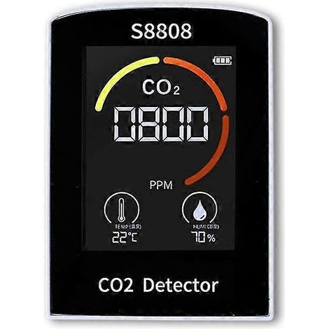 Testeur de CO2 numérique 4 en 1 : mesure du dioxyde de carbone, de l'humidité et de la température, capteur TVOC, qualité de l'air.