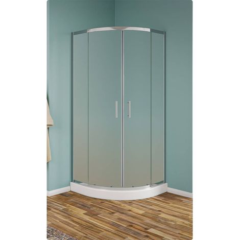 Box doccia semicircolare con profili cromo vetro temperato opaco 6mm H190 - 80x80 (1/4)