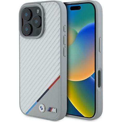 BMW BMHMP16L23PUDTS iPhone 16 Pro 6,3" grau/grau Hartschalenkoffer M Carbon Tricolor Line MagSafe (1/3)