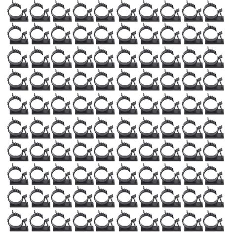 100 clips adhésifs réglables pour câbles, serre-câbles réutilisables en nylon PA66, support de gestion de fils noir YX 1316 (13x16mm) (1/5)