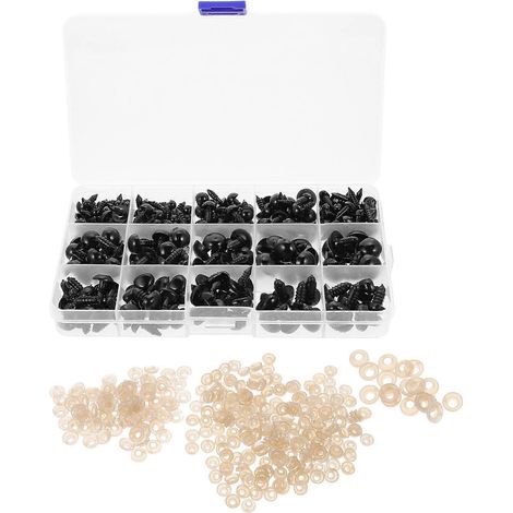 1 ensemble d'yeux et de nez de sécurité en plastique rembourré pour poupée au crochet, avec rondelles-1.2X1.2cm-Black