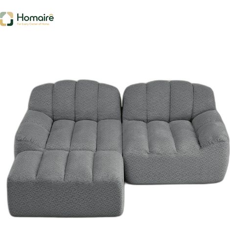 Canapé modulable en polaire gris avec accoudoirs 210 x 165 x 79 cm HOMAIRE (1/5)