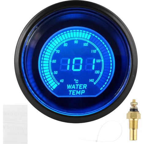 Thermomètre à eau pour la série EVO avec capteur 52 mm/2 pouces, universel, rétroéclairage LED bleu et rouge (1/5)