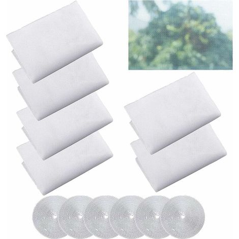6 Pièces Moustiquaire Fenêtre, Blanc Moustiquaire Moustiquaire avec 6 Rouleaux Crochet Ruban Adhésif Moustiquaire Maille Abeille Bug Protecteur Moustiquaire pour Windows (150x130cm)-DOU