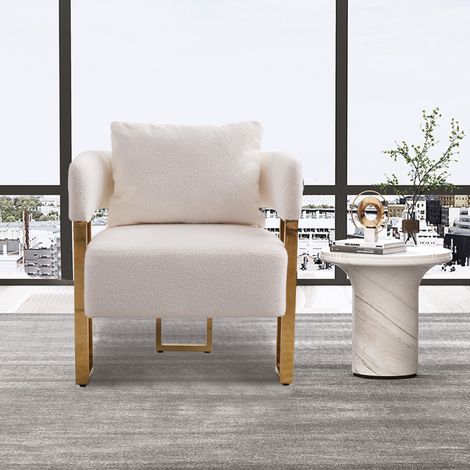 Fauteuil lounge moderne en chenille, siège individuel élégant pour salon chambre balcon (1/5)