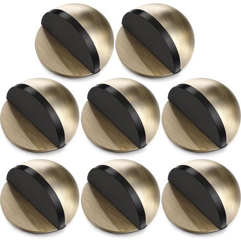 6 Blocs-porte en acier inoxydable brossé - Avec butée caoutchouc - Autocollant - Pour hôtels, bureaux et restaurants - Installation sans perçage - Bronze - Diamètre 45 mm/1,77 pouce (1/5)