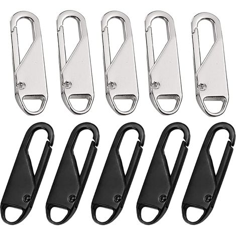 Cremalleras metálicas de repuesto, paquete de 10, para reemplazar etiquetas, tiradores de cremallera, chaquetas, equipaje, maletas, bolsos. (1/5)