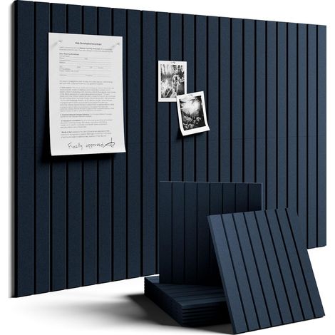 Tableau d'affichage mural en feutre bleu 30 x 30 cm, lot de 6 panneaux décoratifs, panneau mémo pour bureau, chambre et salle de classe (1/5)