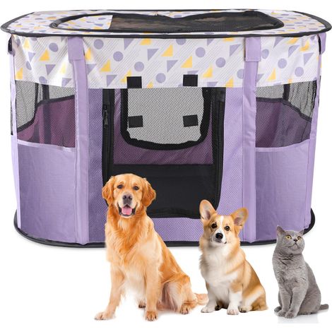 Clôture Pliable et Portable pour Chiots et Animaux - Enclos d'Intérieur pour Chatons, Lapins, Taille M (Violet) (1/5)