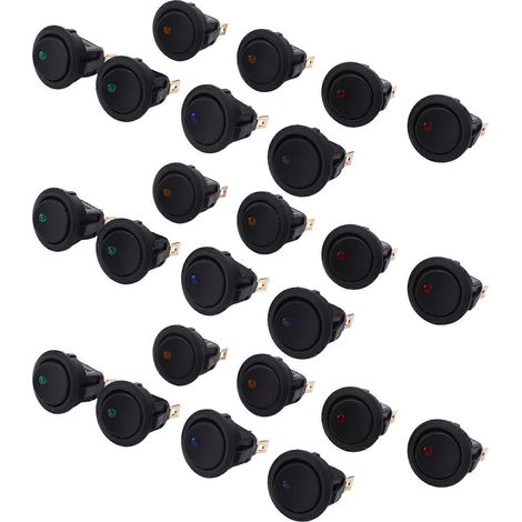 Interrupteur à bascule rond SPST marche/arrêt 12 V pour voiture, bateau ou tout autre véhicule (lot de 24 LED). (1/5)