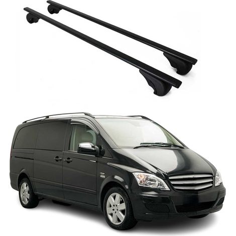 OMAC Barres de toit pour Mercedes Vito W639 2003-2014 – TÜV / DIN 75302:2019 – Antivol inclus – Charge max 75 kg – 2 barres Noir (1/4)