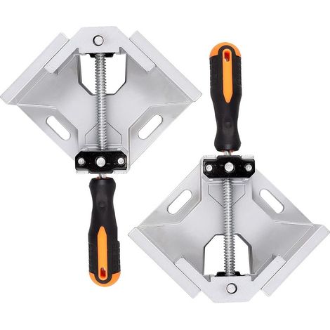 QAZQA 2 Pcs Serre Joint Angle 90 °, Etau D'angle Alliage d'Aluminium, Pince de Soudage d'angle avec mâchoire pivotante réglable, pour Outils Menuisier, Soudage de Charpentier (Gris) (1/5)