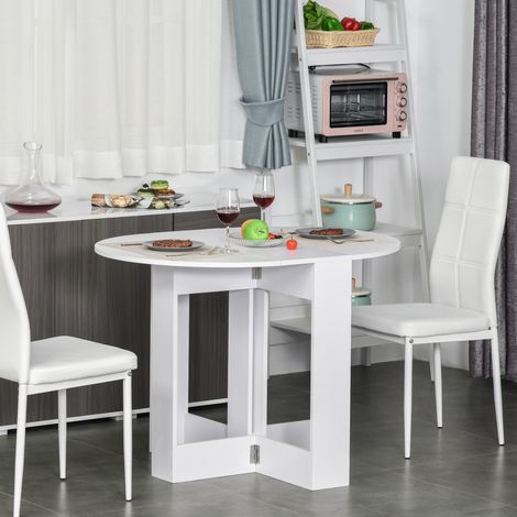 Table à manger pliante avec 2 rabats - 104x76x73,7 cm - table à manger en bois extensible pour la cuisine et le salon - blanche