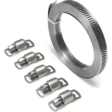 Colliers de serrage Jubilee 2 m/66 pi réglables, grands colliers de serrage assortis avec 5 fixations, pour bricolage, grands colliers de serrage pour tuyaux, colliers de serrage réglables, pour condu (1/5)
