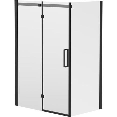 Series 10 Colore Matt Black Inline 1400mm x 900mm Hinged Door Shower Enclosure (1/5)