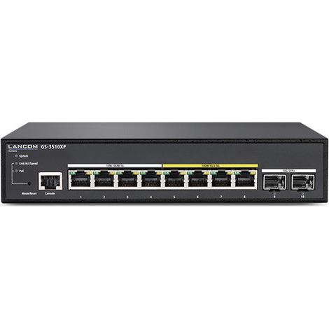 Lancom GS-3510XP 61849: Conmutador PoE gestionado L3 Lite de 10 puertos, 4x 2,5GbE + 4x 1GbE + 2x 10G SFP+
