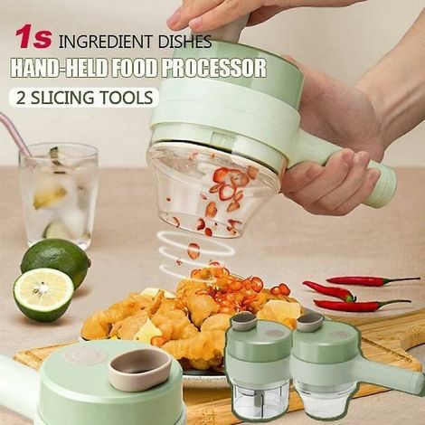 4 In1 multifonctionnel électrique coupe-légumes trancheuse ail boue Masher ail hachoir coupe pressage mélangeur tranche de nourriture (1/4)