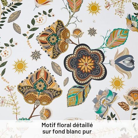 Floral Bird Pattern Rideaux Noirs Rideaux Thermiques Grommet Top Convient pour Chambre et Salon Blanc 52x90 pouce (1/5)