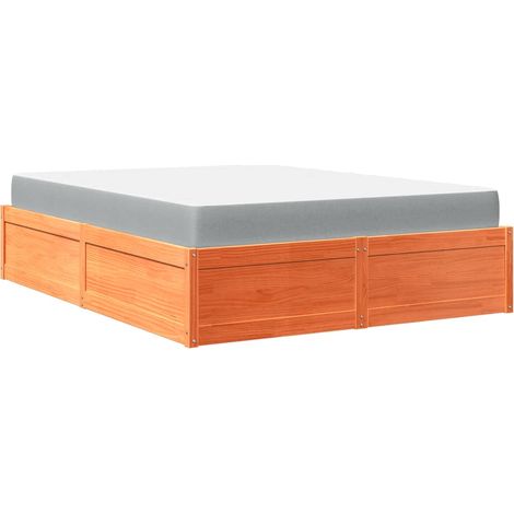 Maison Exclusive - Lit avec matelas cire marron 160x200 cm bois de pin massif