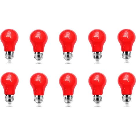 Ampoule LED de Couleur E27 3W à vis Ampoule Rouge, Équivalent Incandescence 30W, pour Mariage Halloween Fête De Noël Bar Ambiance Ambiance Décor, Lot de 10 [Classe énergétique B] (1/5)