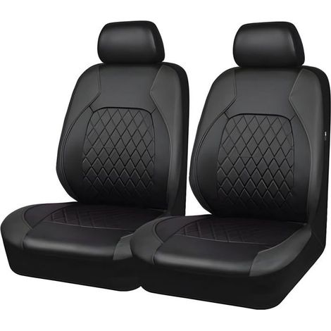 2 Pièces Ensemble Complet Housses Siège Voiture Universelles, Housses De Siège De Voiture en Cuir Imperméable, Ensembles Label (1/4)