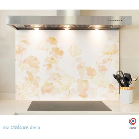 Fond de hotte : Gingkos dorés 1 - Verre trempé - 90 cm - 60 cm (1/5)