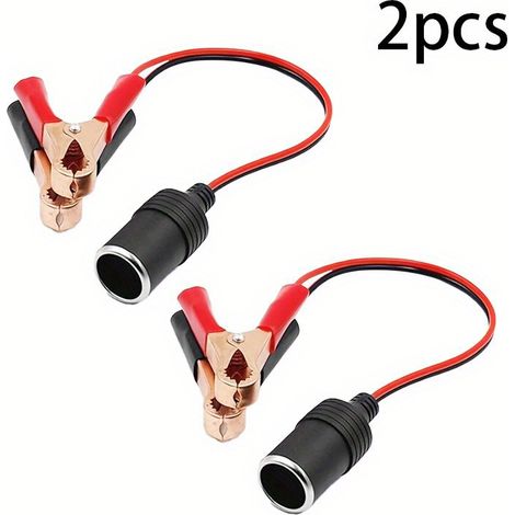 Lot de 2 rallonges pour prise de camping-car 12 V, 50 A, avec pinces de batterie et adaptateur femelle « voiture à voiture » à clipser (1/5)