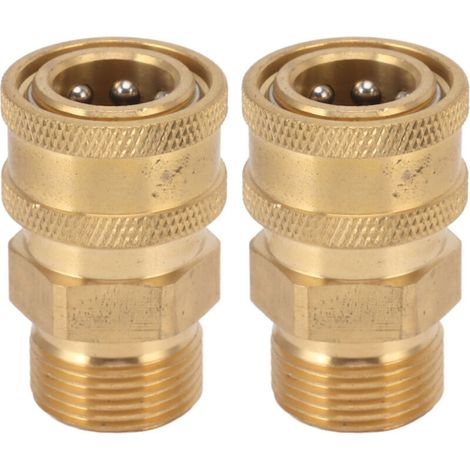 2 adaptateurs de raccord M22 en cuivre pur pour nettoyeur haute pression, 3/8" NPT femelle vers mâle, trou intérieur 14 mm/0,55 po (1/4)