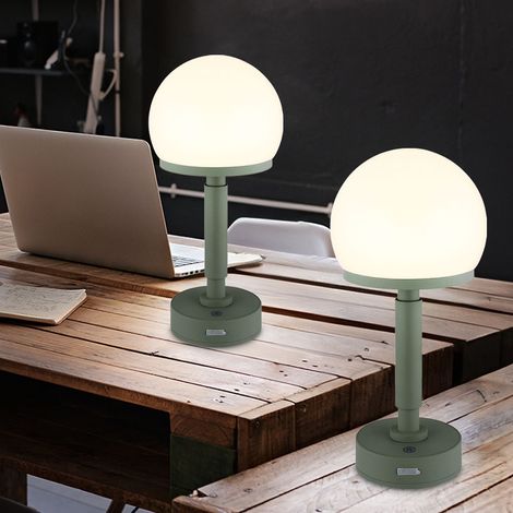 Lampe de table champignon vert Lampe de table Touchdimmer Batterie Lampe d'appoint champignon, USB-C, LED 1W 60Lm blanc chaud, DxH 14x29,5 cm, 2 pièces (1/5)