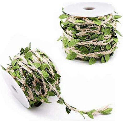 rouleaux de ruban de feuilles artificielles en vigne, fausse guirlande de feuilles et de plantes, ficelle de jute rustique, rotin décoratif pour emballage, décoration de mariage, maison et jardin.