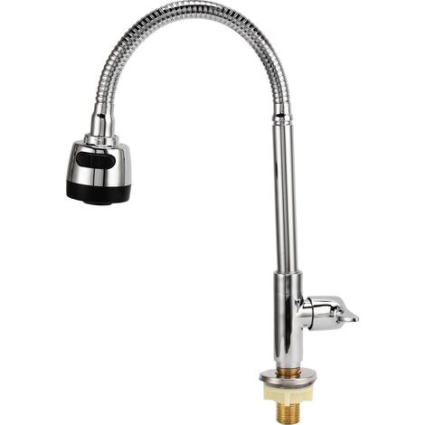 Robinet d'évier de cuisine pivotant à 360°, réglage du débit d'eau facile, installation facile, résistant à la rouille, douchette extractible, modèle vertical universel en cuivre (1/5)