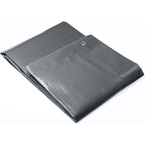 Mehr Garten wasserdichte & UV-beständige PE- Allzweck-Plane, Farbe: grau, 260g/m² - mit rostfreien Aluminium-Ösen und verstärkten Ecken