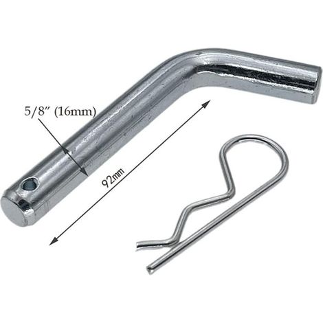 Goupille d'attelage de remorque 5/8 pouces – Acier zingué durable – Poignée courbée pour fixation sécurisée – Pour récepteurs de 2 pouces (1/4)